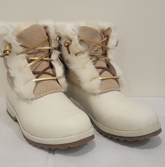 MINT - SPERRY TOP-SIDER MARITIME REPEL IVORY SHOE BOOTS (sz 8) - Picture 1 of 8